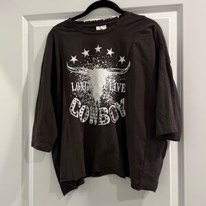 Daisy Rae Long Live Cowboy Graphic T-Shirt sz l